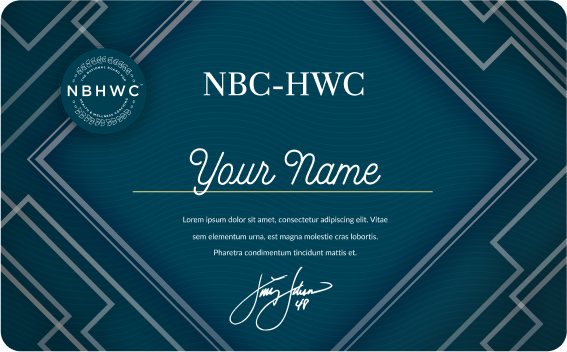 Certificate National Board Certified Health and Wellness Coach (NBC-HWC)