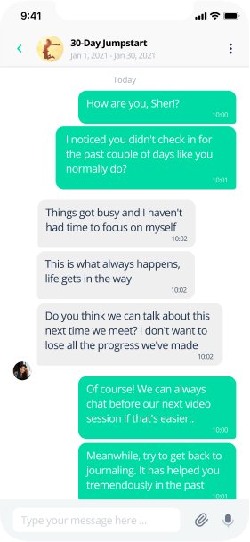 chat with health coaches in app